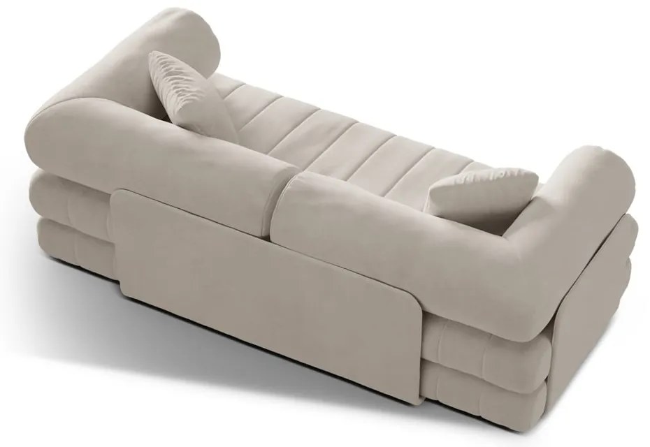 Béžová zamatová rozkladacia pohovka 206 cm Kemi – Cosmopolitan Design