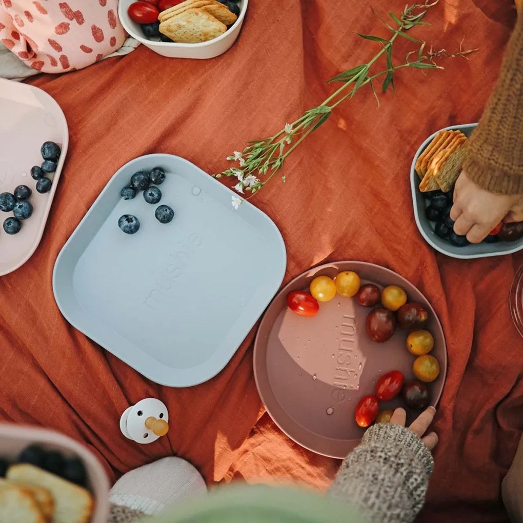 Mushie hranatý tanier 2 ks - Blush