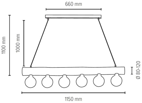 Spot-Light 69860604 - Luster na lanku TRABO 6xE27/60W/230V