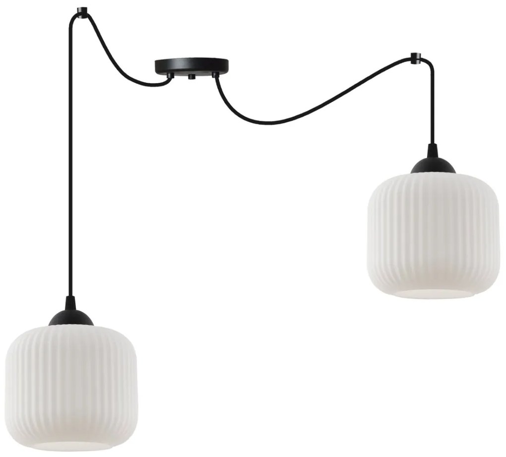 Závesné svietidlo Riffle Spider, 2x biele sklenené tienidlo, b