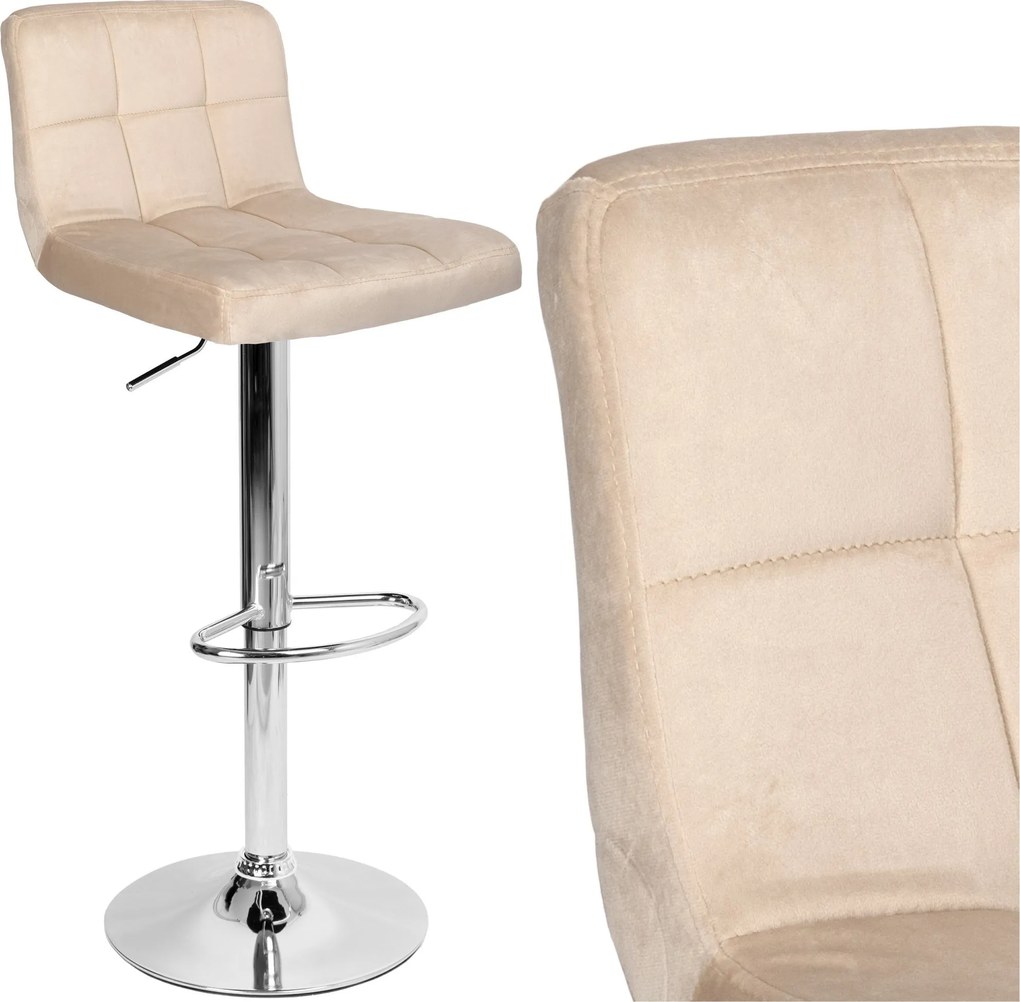 Barová stolička ARAKO VELVET - béžová/chróm
