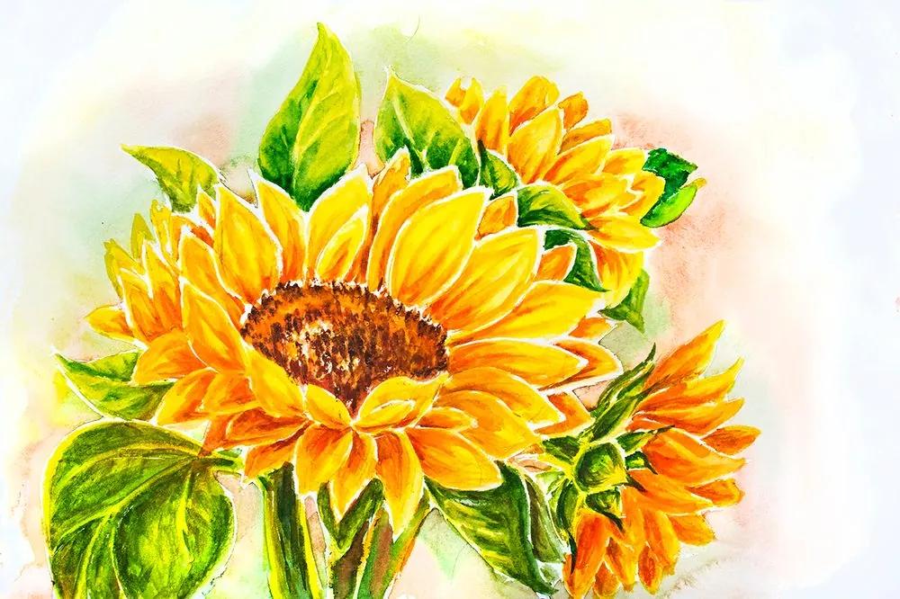 Tapeta krásna maľba slnečnice