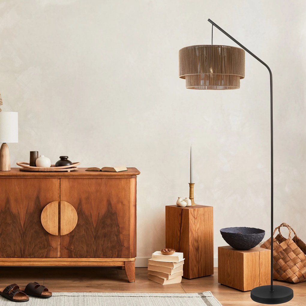 Toolight Toolight, podlahová lampa 1xE27, APP1839-1F, čierna-hnedá, OSW-07060