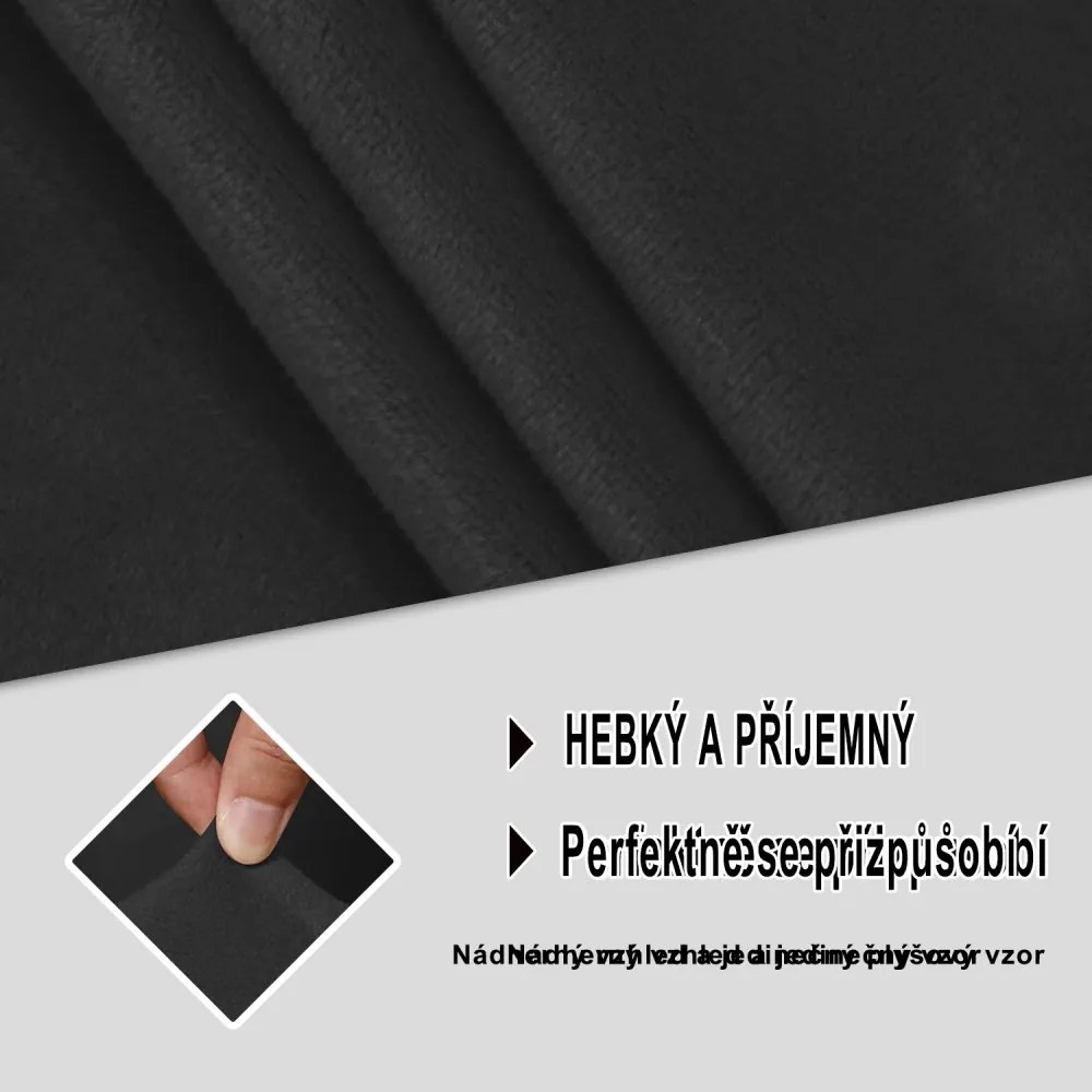 Elastický plyšový poťah na trojmiestnu rohovú pohovku BestBerg / ľavý / čierny