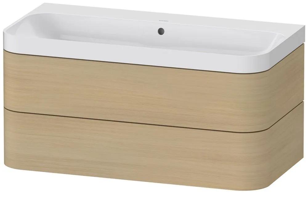 DURAVIT Happy D.2 Plus c-shaped závesná skrinka s nábytkovým umývadlom bez otvoru, 2 zásuvky, 975 x 490 x 480 mm, dub Mediterrane, HP4348N7171