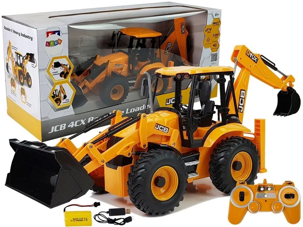 LEAN TOYS Bager s lyžicou a zvukom na diaľkové ovládanie 2,4Ghz 1:20 žlté RTR