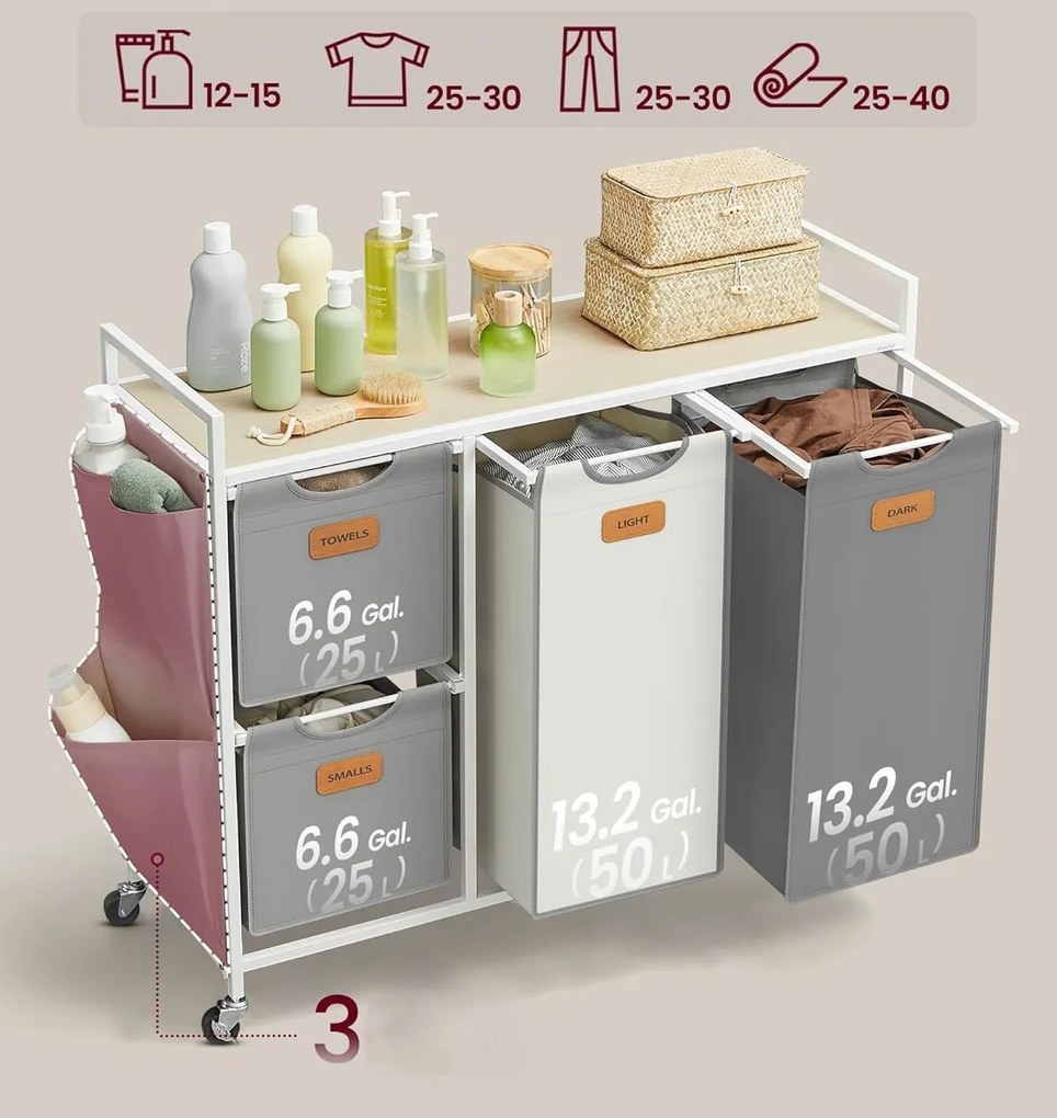 Koš na prádlo Vasagle Males 150 l hnědý/šedý/krémový