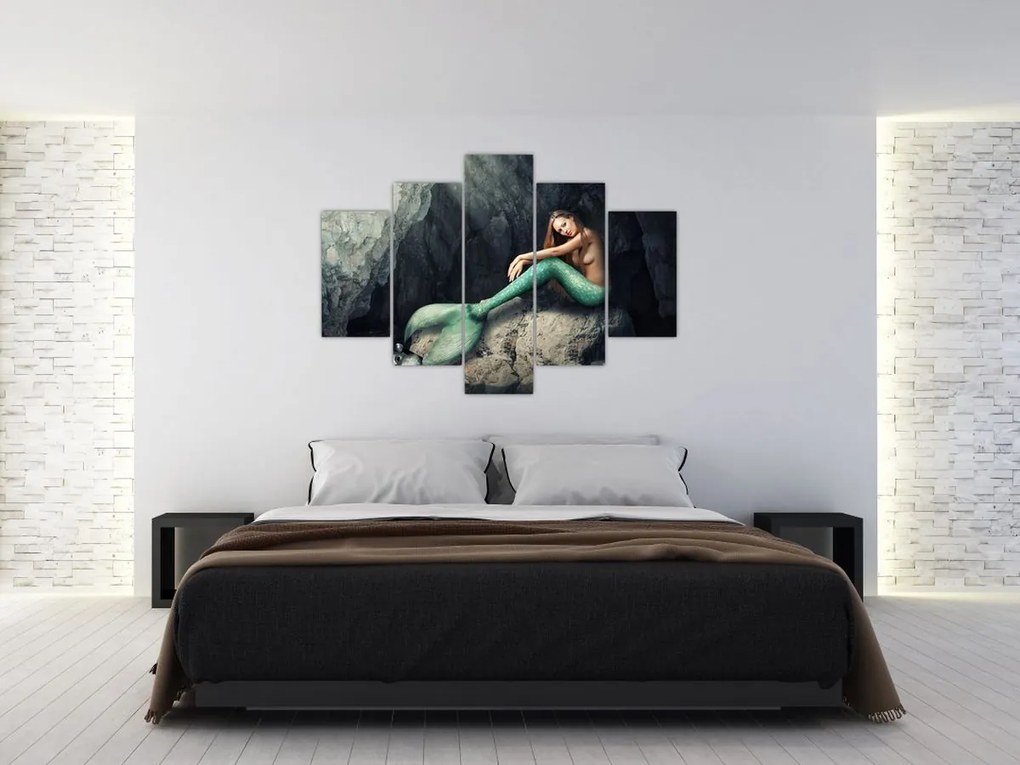 Obraz - Morská panna na skale (150x105 cm)