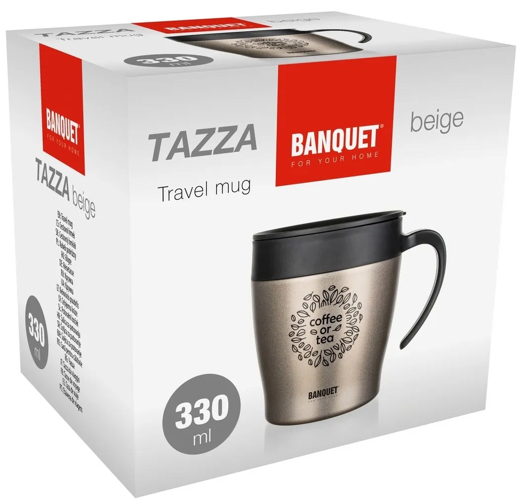 Banquet Termohrnček cestovný TAZZA 330 ml, béžová