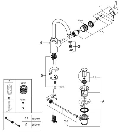 GROHE 32723001 - Umývadlová batéria FEEL veľkosť L lesklý chróm