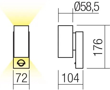 Redo 9455-LED Vonkajšie nástenné svietidlo so senz. VINCE 2xLED/3W/230V IP54 hnedá