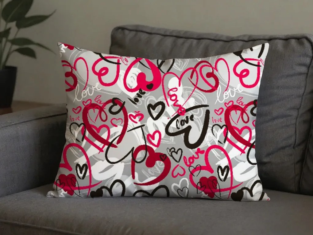 Polybavlnená obliečka na vankúš STREET LOVE POLY 70x90 cm, sivá