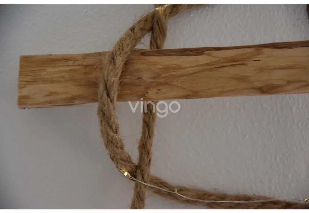 Veľký závesný drevený vianočný stromček s LED osvetlením - 205 cm