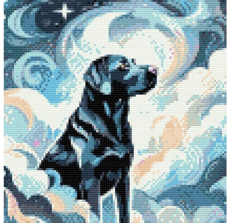 Gario Diamantové maľovanie Modrý labrador Rozmery: 50 x 50 cm, Rámovanie: S vnútorným rámom, Diamanty: Štvorcové