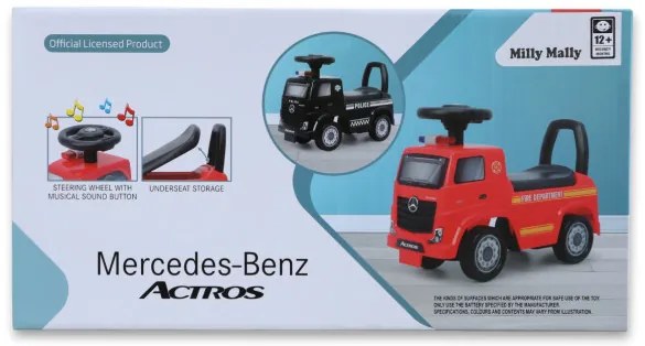 Odrážadlo Mercedes-Benz Actros hasičské auto červené