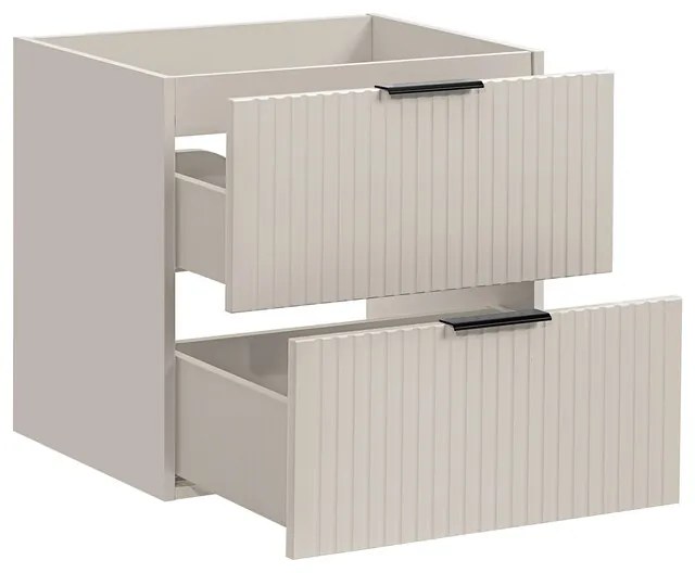 Závěsná skříňka pod umyvadlo Adele Cashmere s deskou a umyvadly 120 cm kašmírová