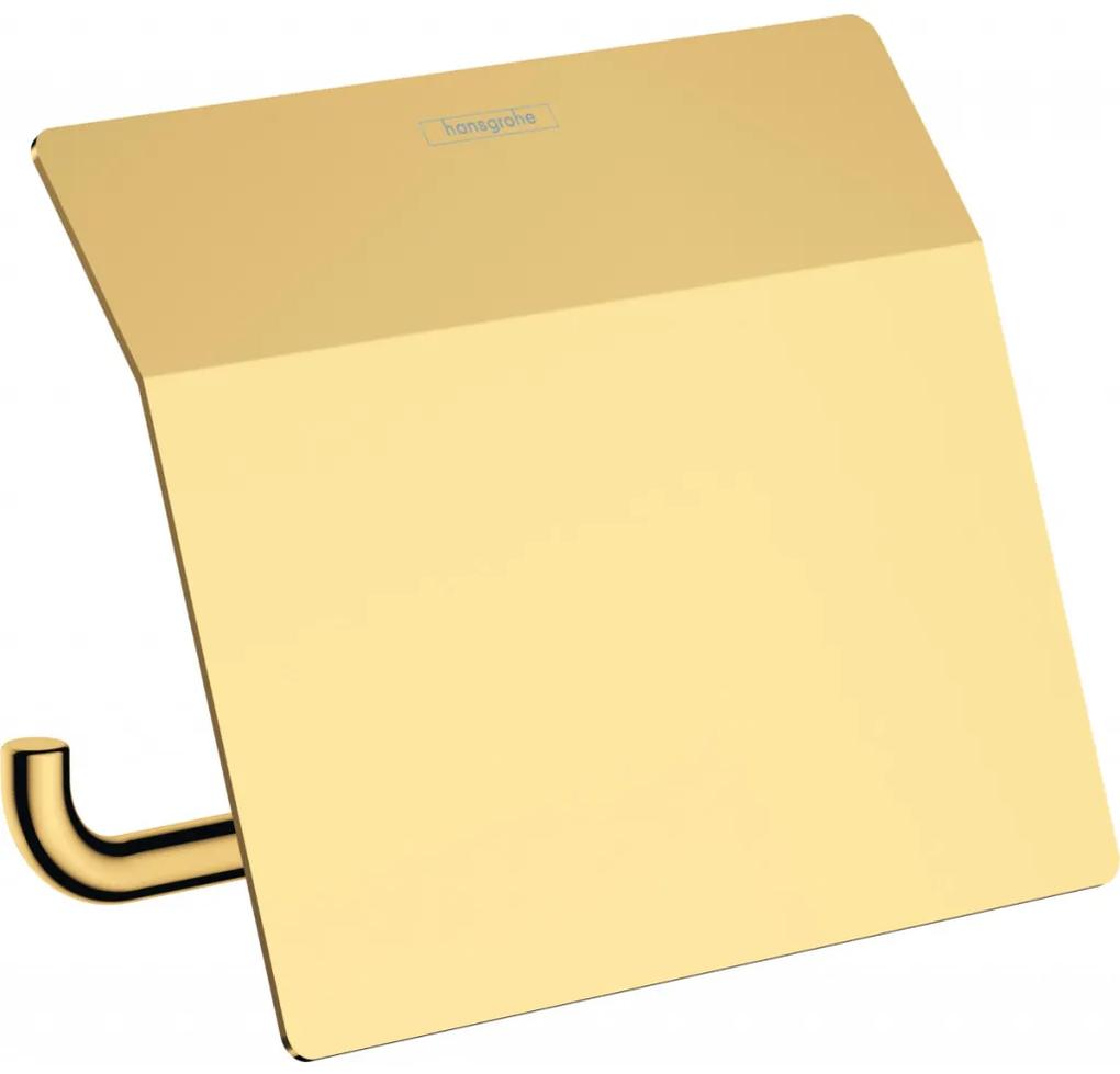 Hansgrohe AddStoris - Držiak na toaletný papier s krytkou, leštený vzhľad zlata 41753990
