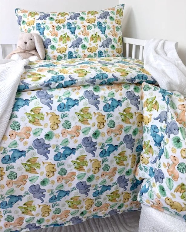 INTERMEDIC SK Obliečka do postieľky Dino 90x130/45x65 cm – 100 % bavlna, zapínanie na zips