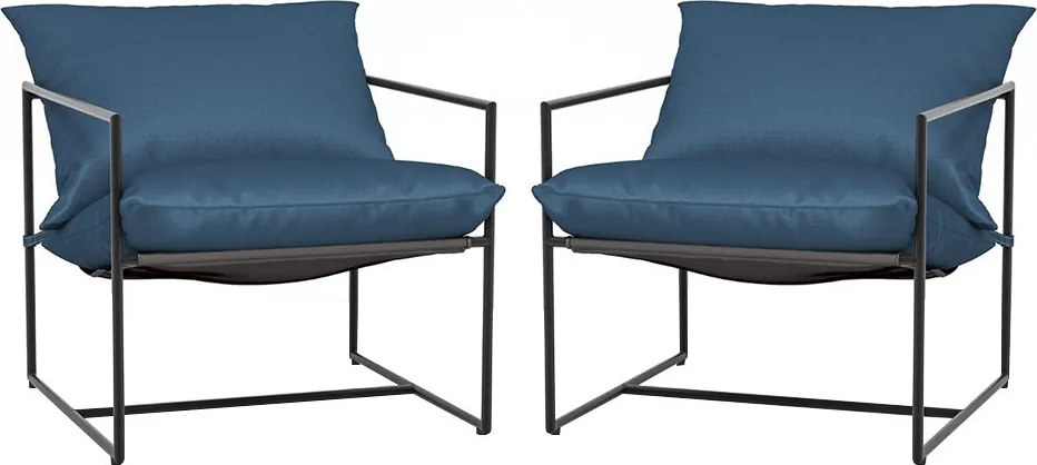 Kovová stolička s vankúšom, sada 2 kusy