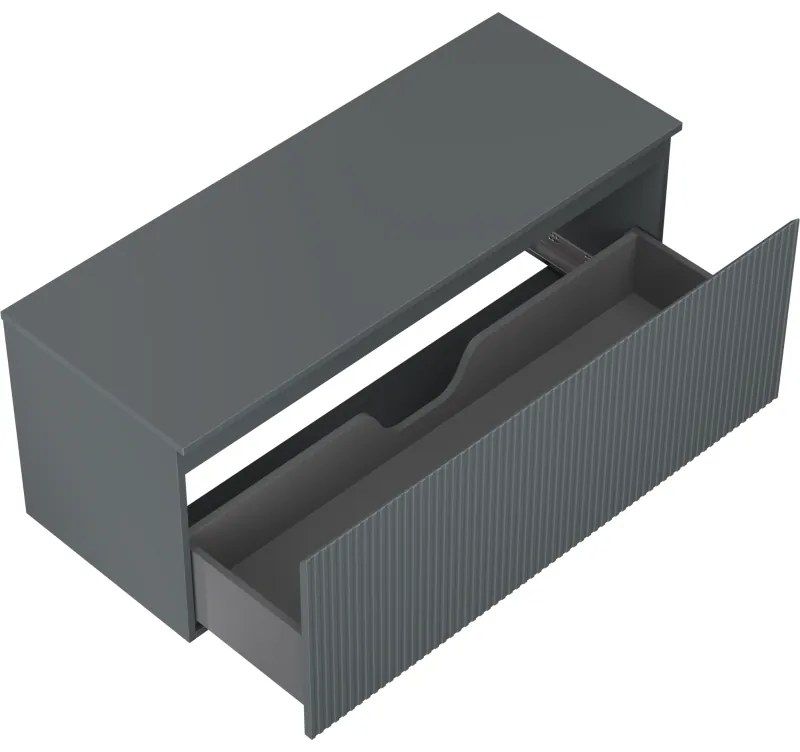 Mexen Rivel, kúpeľňová skrinka 120 cm s hornou časťou, 1 zásuvka, drážkovaná, grafitová matná, 91A20-12047-1-BFC66