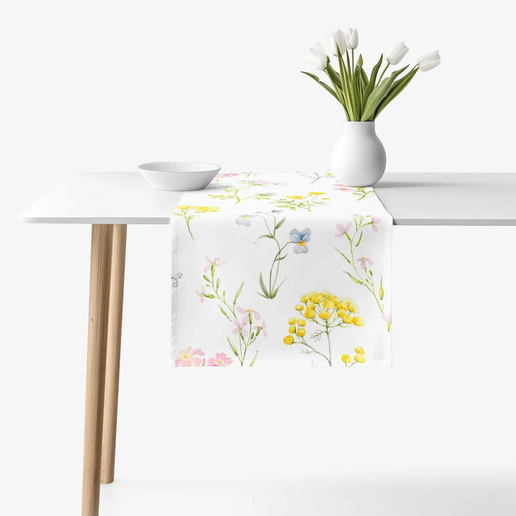 Goldea behúň na stôl 100% bavlnené plátno - kvitnúca lúka 35x180 cm