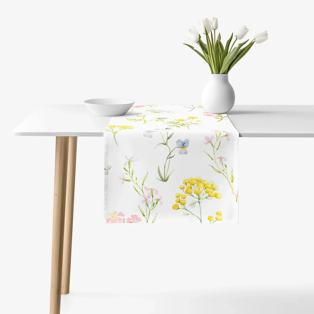 Goldea behúň na stôl 100% bavlnené plátno - kvitnúca lúka 50x140 cm