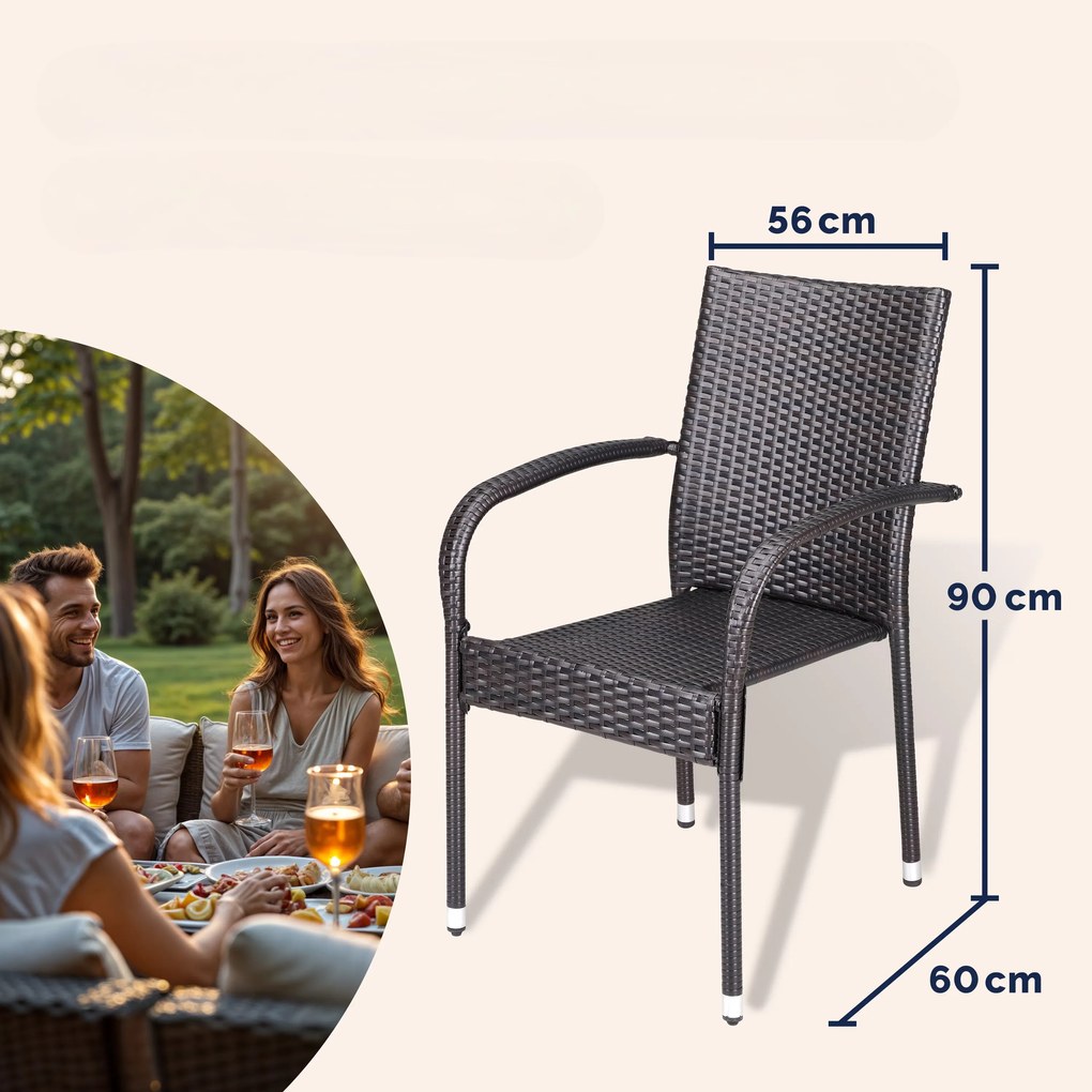 InternetovaZahrada Ratanové stoličky Comfort 4 ks - hnedá