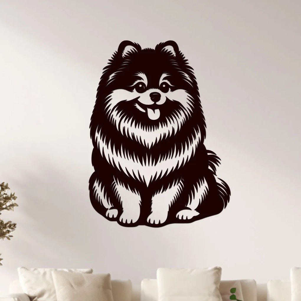 dřevo života Drevený obraz psa Pomeranian Rozmery - cm: 30x40, Zvoľte farbu dekoru: Bílá