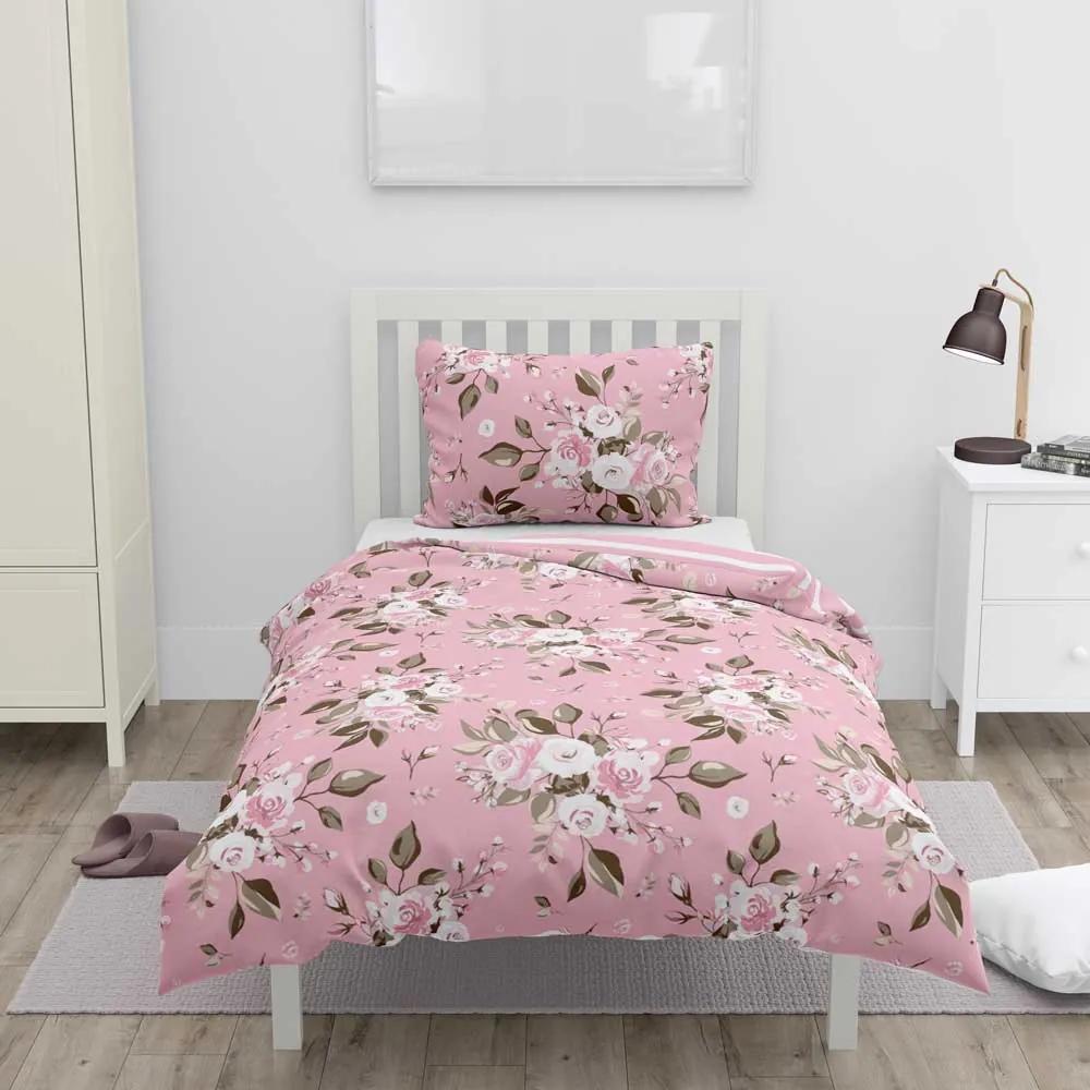 Home Elements Bavlnené obliečky na jednolôžko, obojstranné, ružové