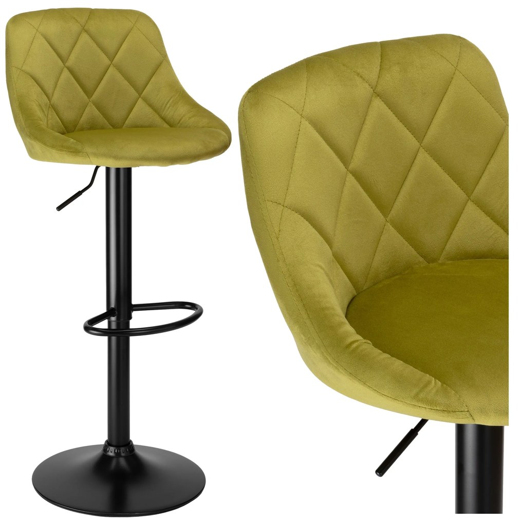 Barová stolička CYDRO BLACK s výškovým nastavením olivová