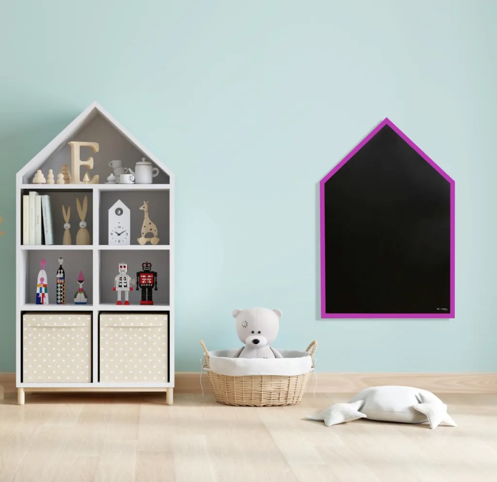 Toptabule.sk KDPR Kriedová tabuľa Domček v prírodnom drevenom ráme + 7 farieb rámu 120x90 cm / nemagneticky /