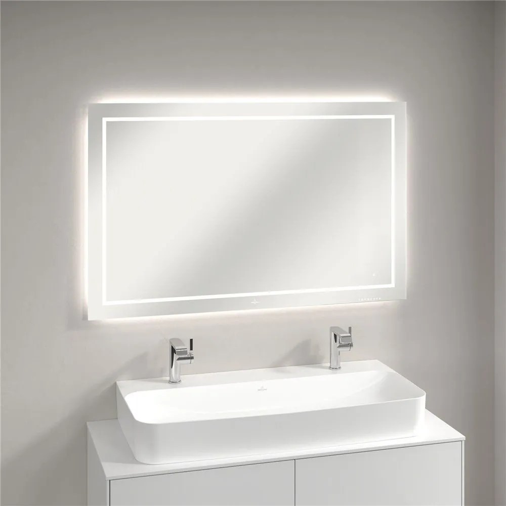 VILLEROY &amp; BOCH Finion zrkadlo s LED osvetlením (so stenovými svietidlami a Bluetooth pripojením), 1200 x 45 x 750 mm, G6101200