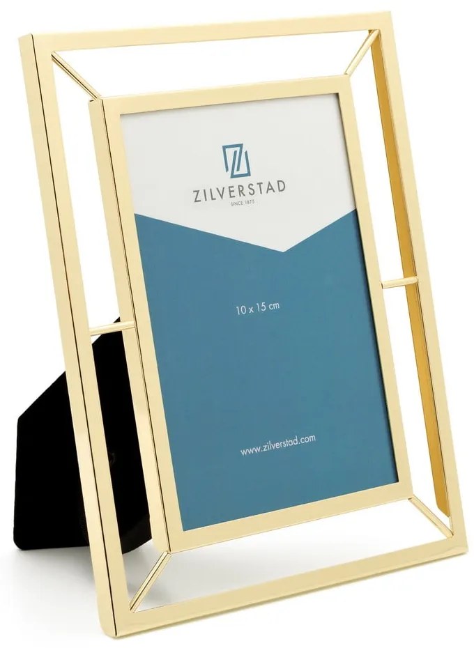 Kovový stojací/na stenu rámček v zlatej farbe 10x15 cm Prisma – Zilverstad