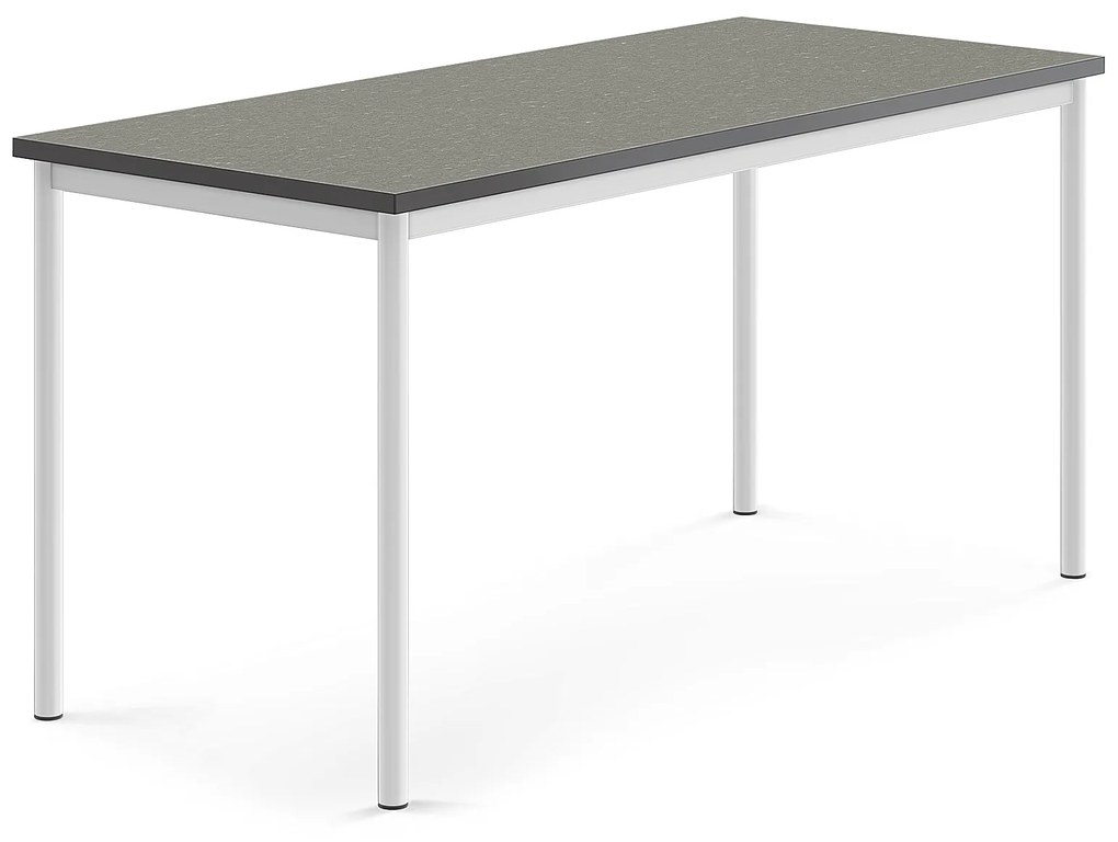 Stôl SONITUS, 1600x700x760 mm, linoleum - tmavošedá, biela