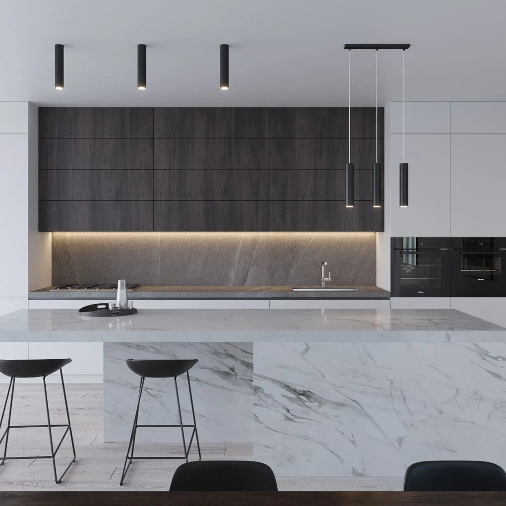 Závesné svietidlo Lagos, 3x čierne kovové tienidlo, o