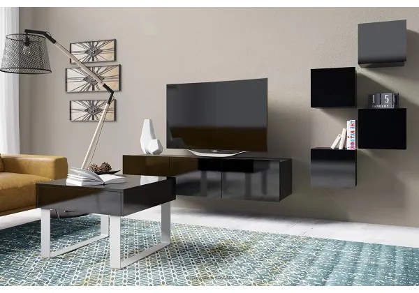 Nástenná skrinka PAVO 34x34 cm lesklá čierna