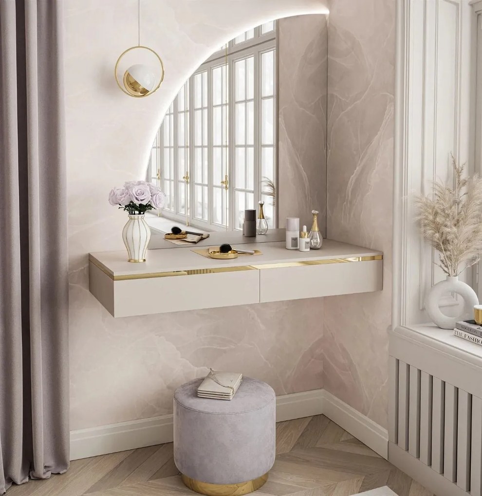 TOALETNÝ STOLÍK NESSIE KAŠMÍR + LED ZRKADLO POLMESIAC