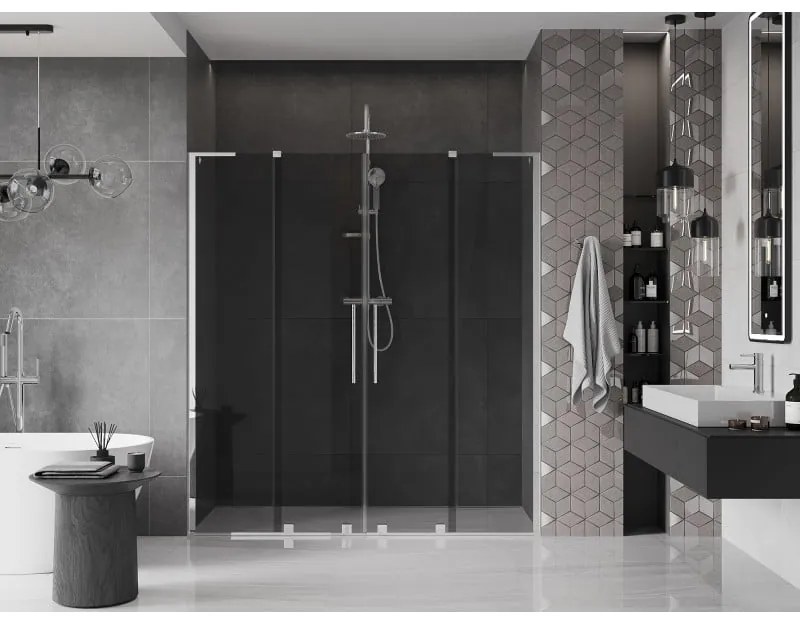 Mexen Velar L Duo, posuvné sprchové dvere do otvoru 170 cm, 8mm šedé sklo, chrómová, 871-170-003-42-01