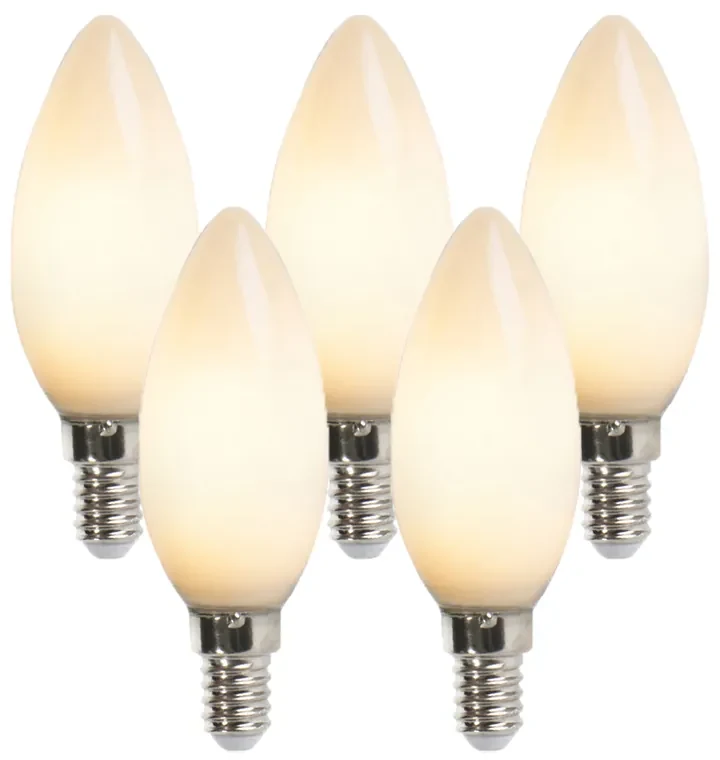 Sada 5 LED sviečkových žiaroviek E14 B35 2W 180lm 2350K