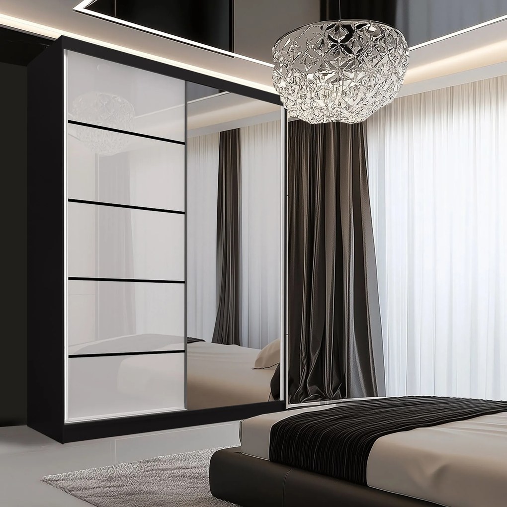 Šatníková skriňa SERENITY 133 cm biely lesk MGB SERENITY SZP6/0/B/W/0/HIAL