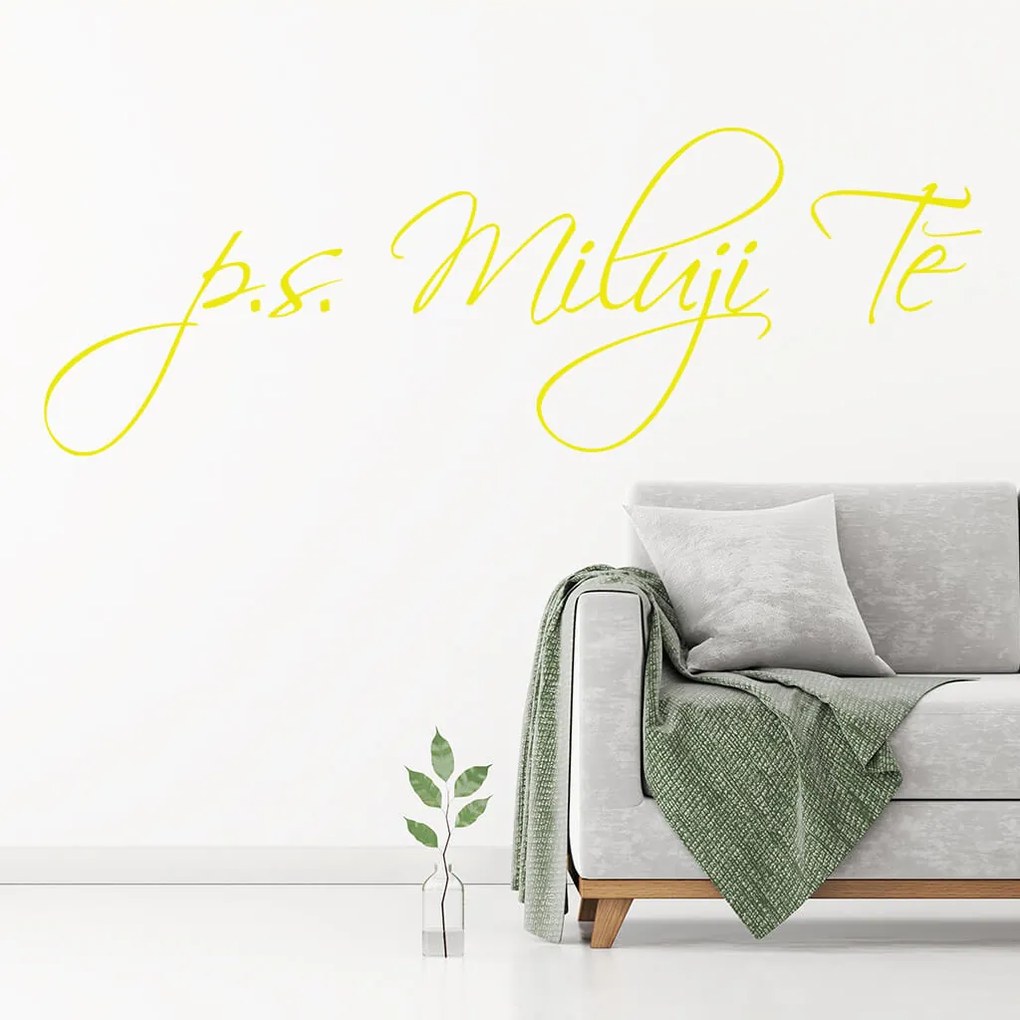Veselá Stena Samolepka PS. Milujem ťa Farba: červená, Veľkosť: 100 x 32 cm