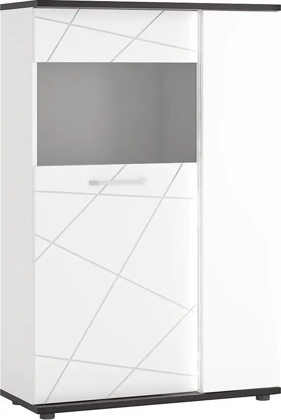 Vitrína Venezia VENV02R 2D alpská biela/dub vicenza čierna/mdf biela l