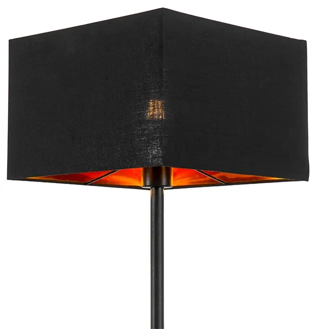 Moderná stojaca lampa čierna so zlatým štvorcom - VT 1