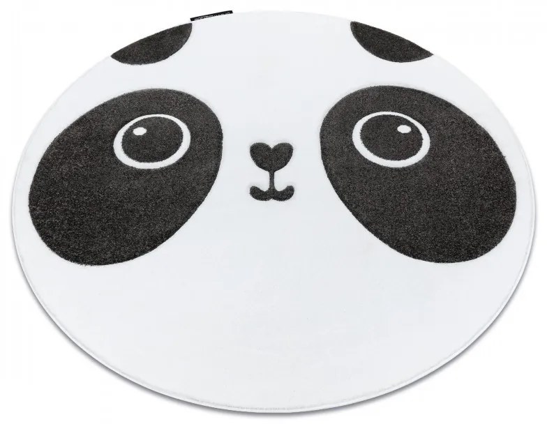 Detský kusový koberec Petit Panda white kruh, 140x140 (priemer) kruh, čiernobiela, detská izba, Dywany Łuszczów