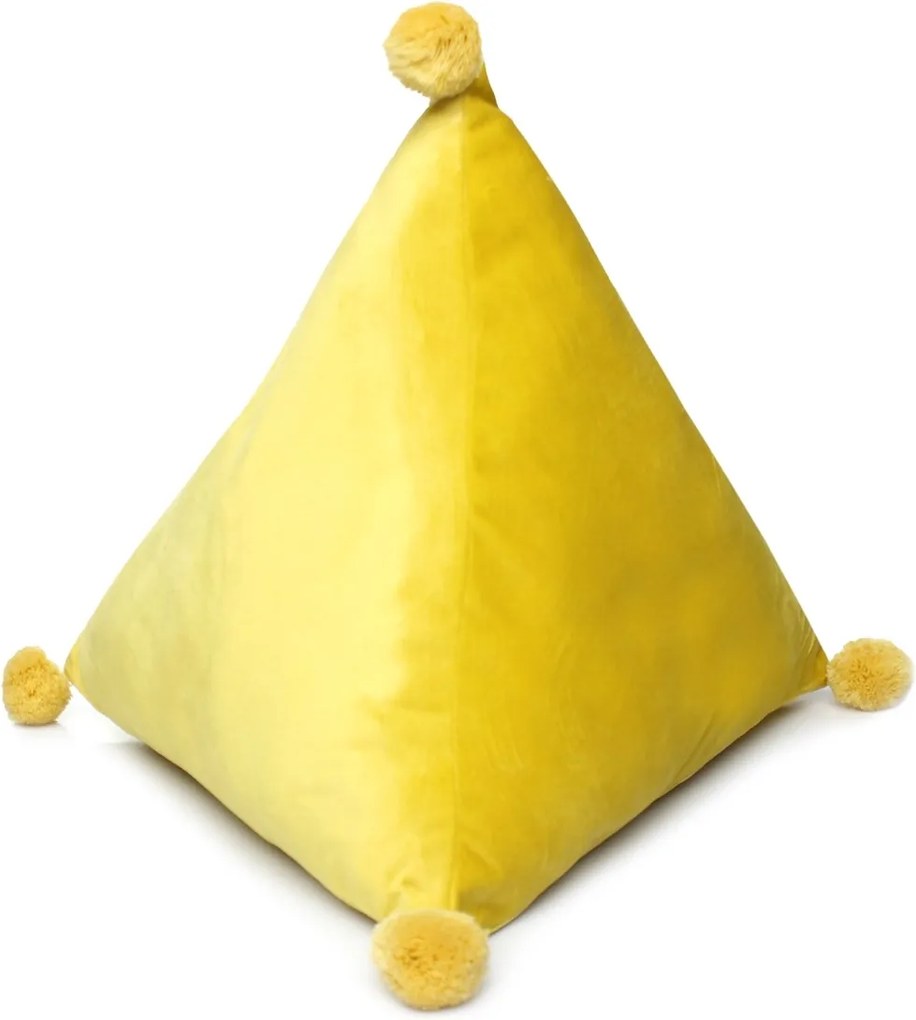 Domarex Vankúš pyramída Trevi Velvet žltá, 40 x 40 x 40 cm
