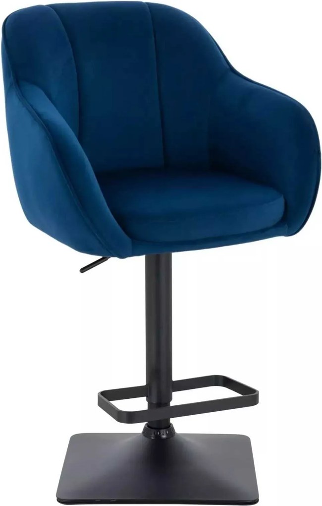LuxuryForm DESIGN Barová stolička AVOLA VELUR na čiernej hranatej podstave - modrá