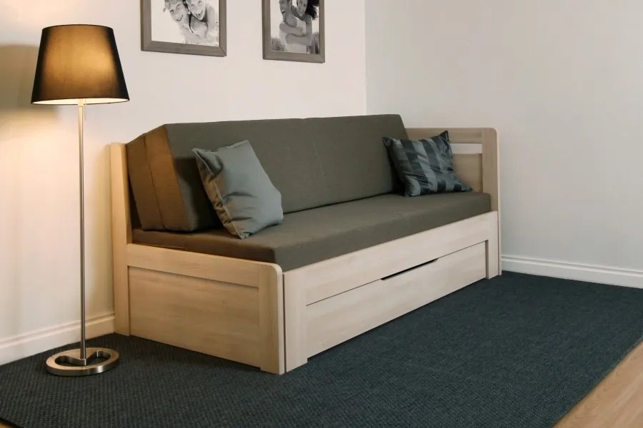 BMB TANDEM PLUS s roštom 90 x 200 cm - rozkladacia posteľ z bukového masívu s podrúčkami, buk masív