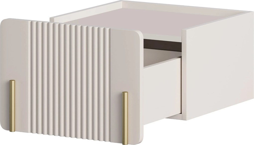 Závesný nočný stolík Malmi 45 cm so zásuvkou - kašmír / zlatá