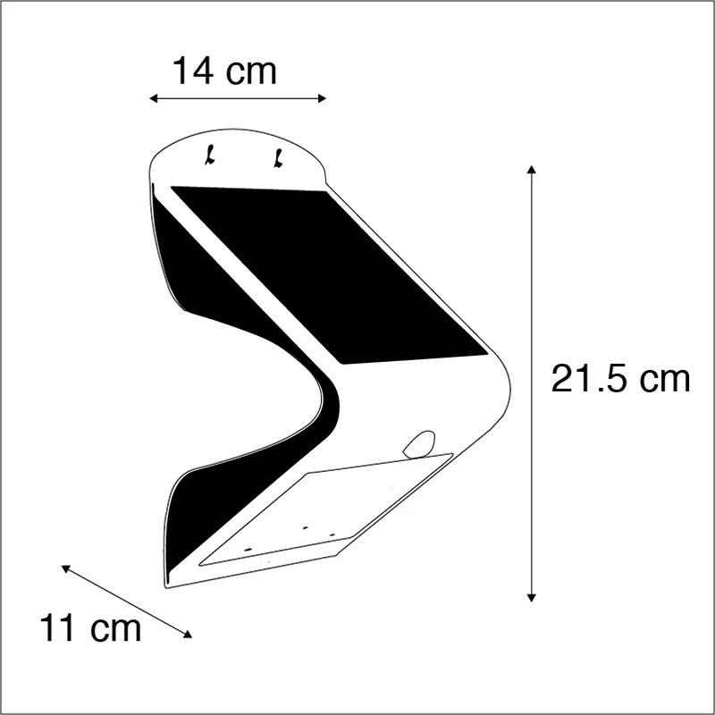 Vonkajšia nástenná lampa biela 21,5 cm so stmievaním a senzorom na solárny pohon - Daya