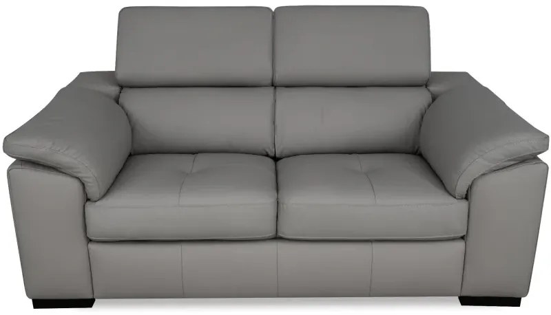 Moderná kožená pohovka LOREN II (3P), sivá (madras - 128 grey)